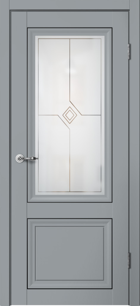 Дверь Mone М 01 ПО Эмалит серый ( художественное матовое стекло Ромб)