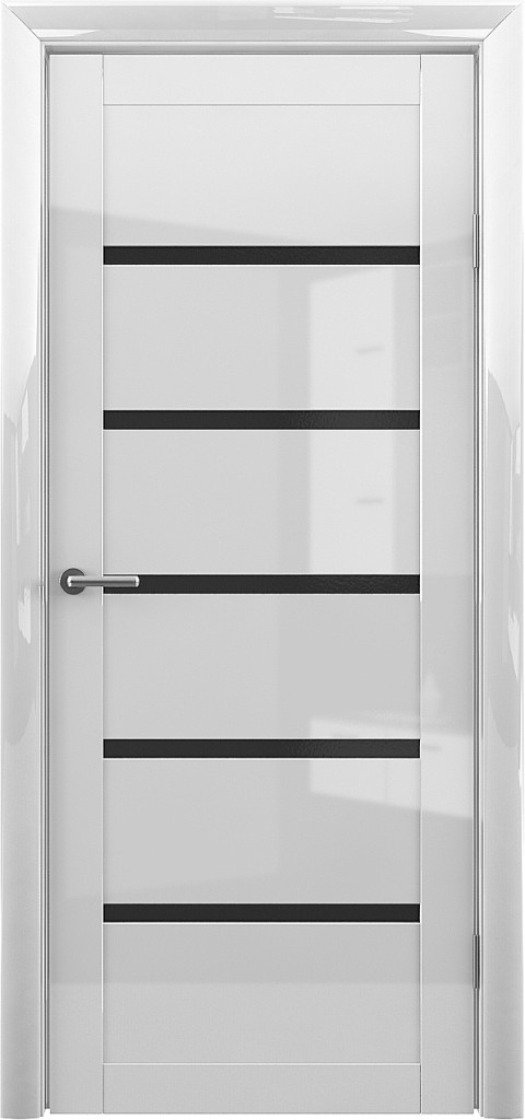 Дверь межкомнатная  Вена Глянец белый (черное стекло) 