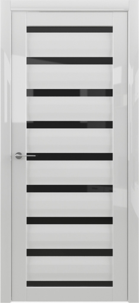 Дверь межкомнатная  Сидней  Глянец белый (черное стекло)