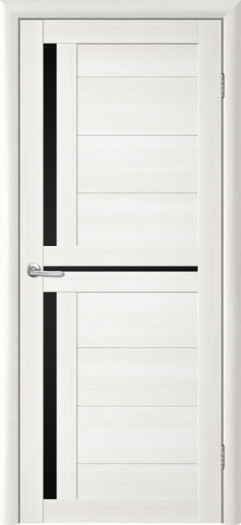 Дверь Межкомнатная дверь Модель Т5 Белая Лиственница (Стекло черное)