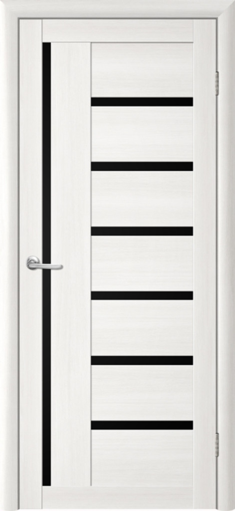 Дверь Межкомнатная дверь Модель Т3 Белая Лиственница (Стекло черное)