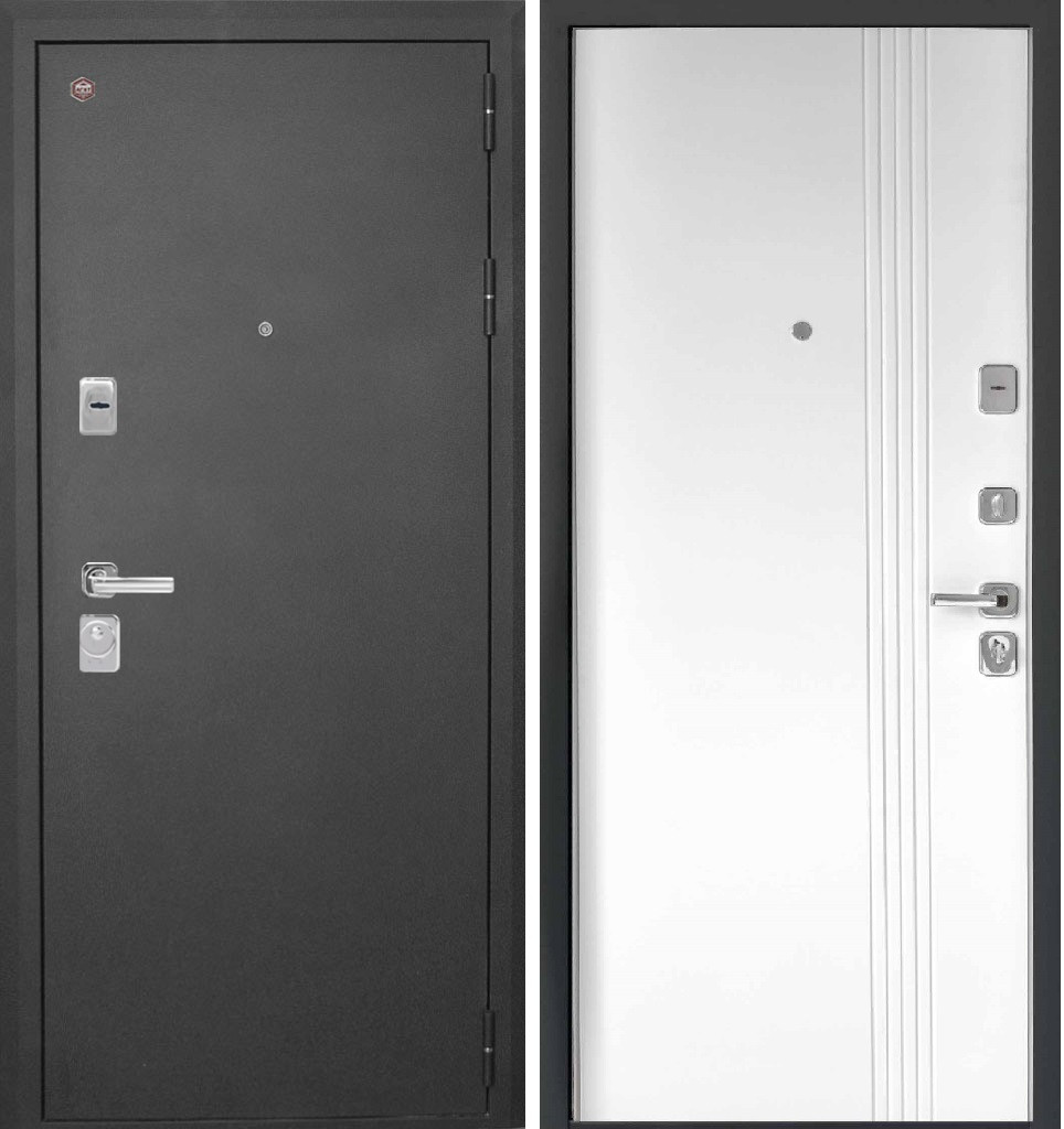 Дверь Входная дверь  Агат  А - 2 Черный шелк/Софт белый
