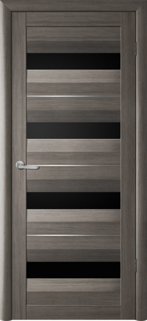 Дверь межкомнатная  Барселона ПО Кедр серый (черное стекло) ЭкоШпон