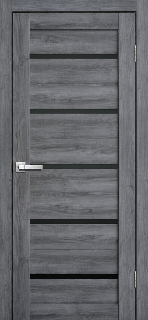 Дверь межкомнатная  Lite  Doors 3D L26 Дуб стоунвуд Черное стекло