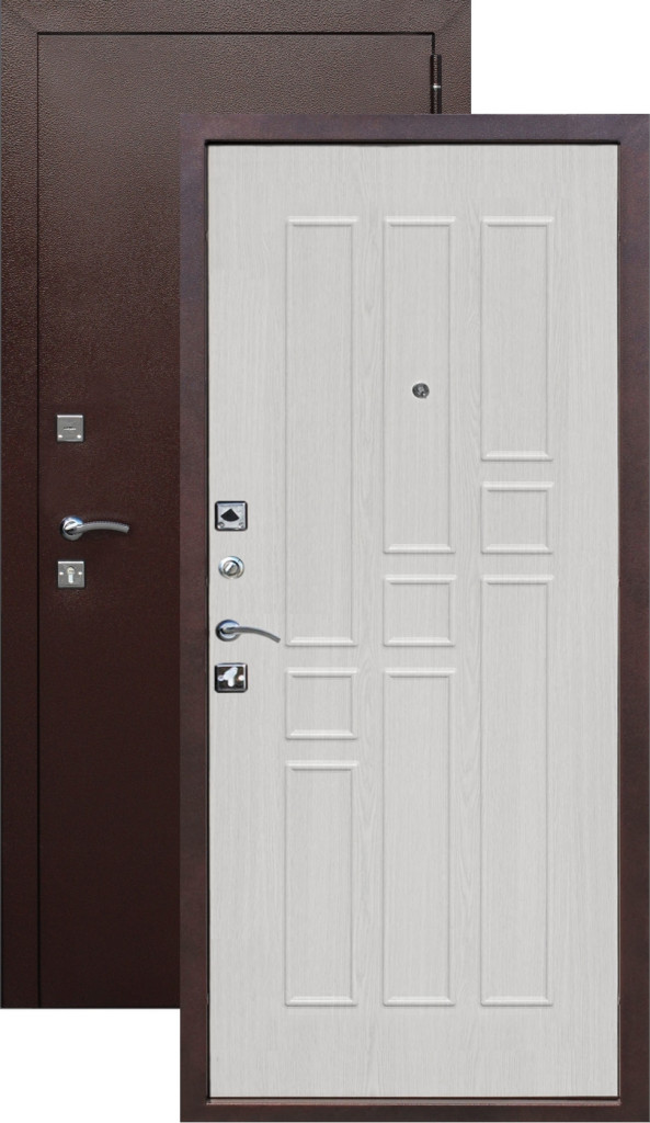 Дверь Входная дверь Гарда 8 мм Антик / Белый ясень