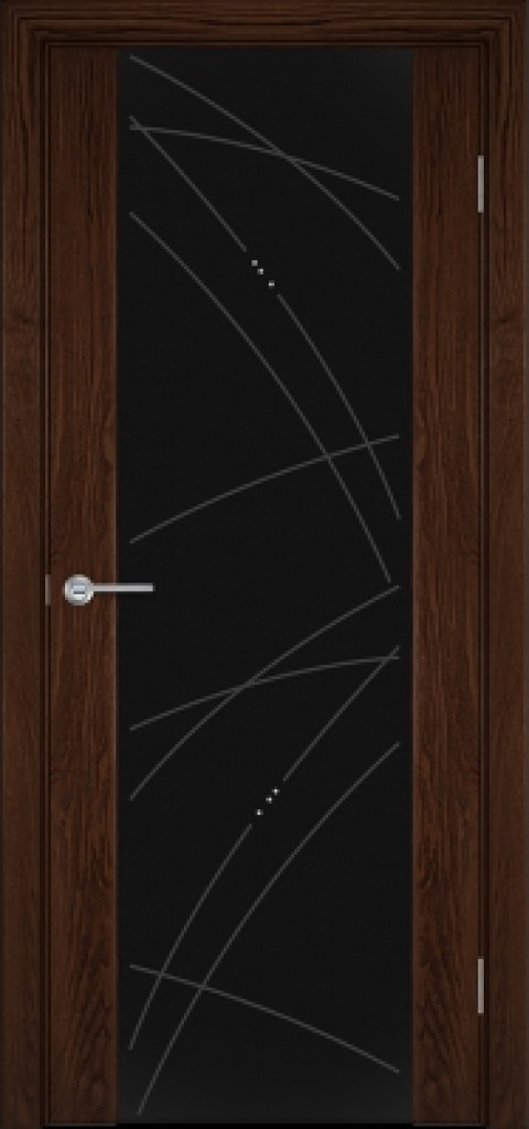 Дверь  Межкомнатная дверь Гамма Г1-2 "Роса" ясень темный  стекло ТРИПЛЕКС черное