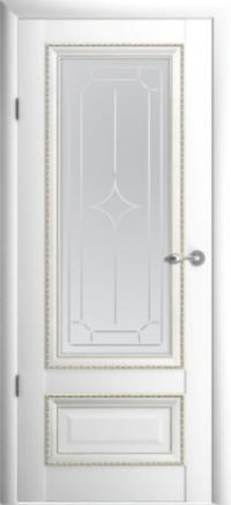 Дверь  межкомнатная  Версаль - 1 ПО  Белый (стекло Галерея) Vinil