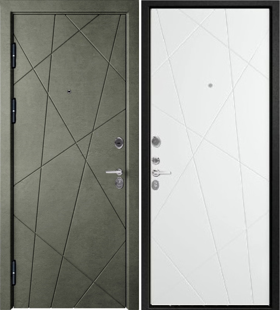 Дверь Эталон X-26 Серый муар/Серый камень - Белый софт
