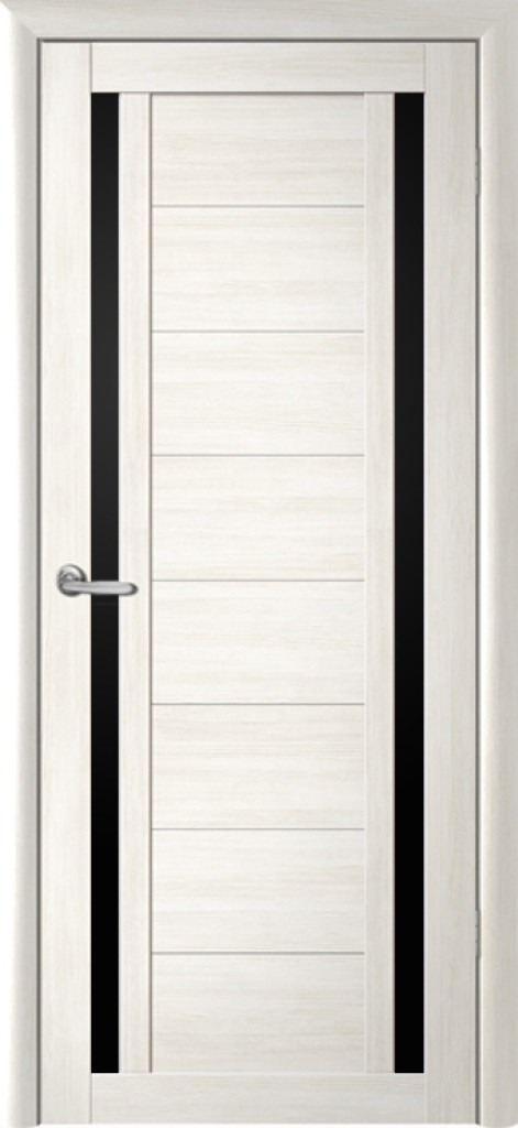 Дверь Межкомнатная дверь Рига  Кипарис белый (черное стекло)