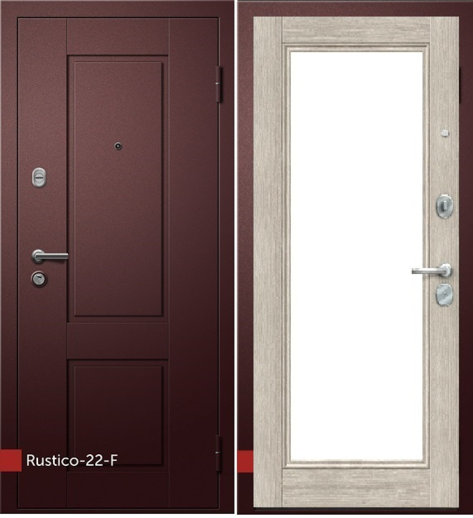 Дверь Рустико- 22 -F ( филенчатый декор) Зеркало