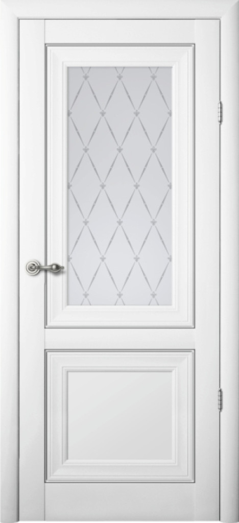 Дверь Межкомнатная дверь Прадо Белый (стекло Гранд) Vinil