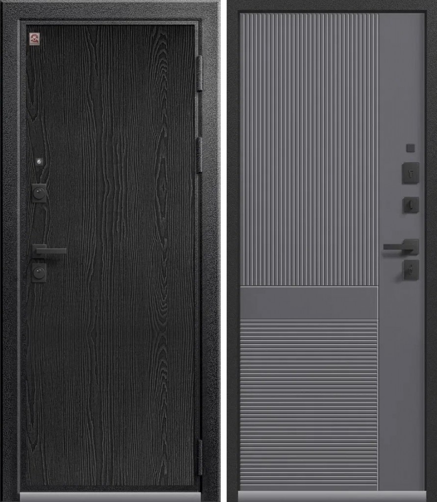 Дверь LUX-8 Серый муар + Распил графит/ Кашемир графит