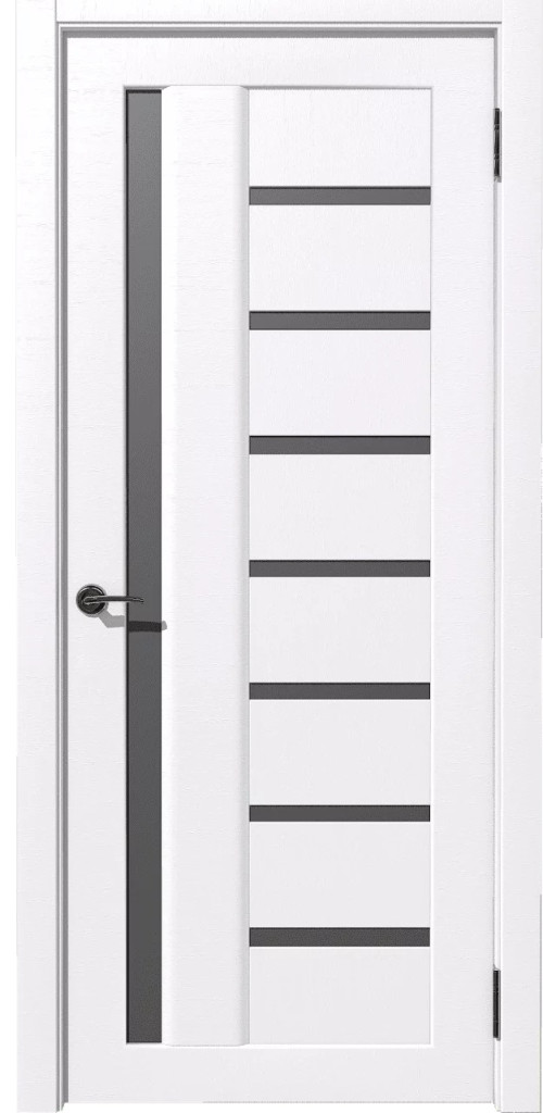 Дверь Вертикаль ясень белый ( стекло графит) Экошпон