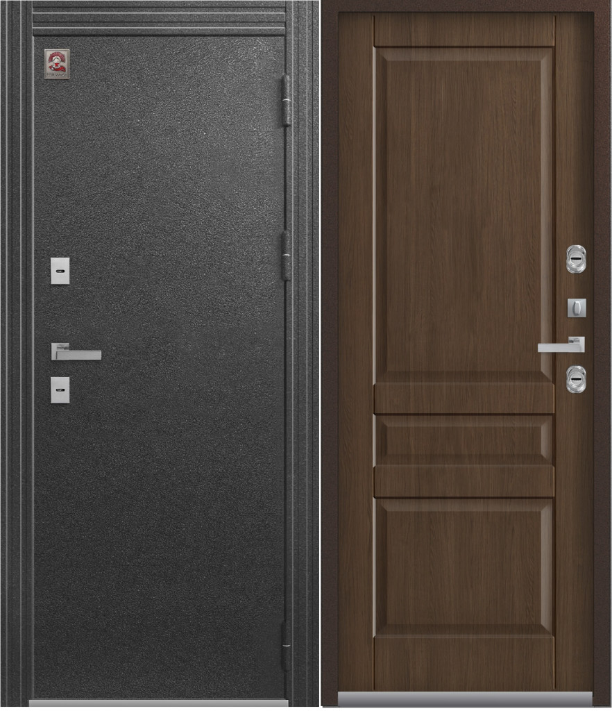 Дверь T2 дуб янтарный/ шоколадный  муар "Термо" 