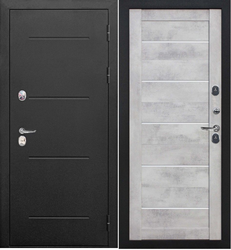 Дверь Входная дверь 11 см Isoterma  царга Букле черный/бетон снежный