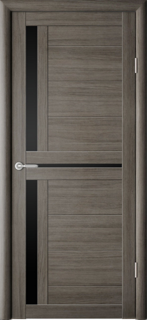 Дверь межкомнатная  Кельн Кедр серый (черное стекло)