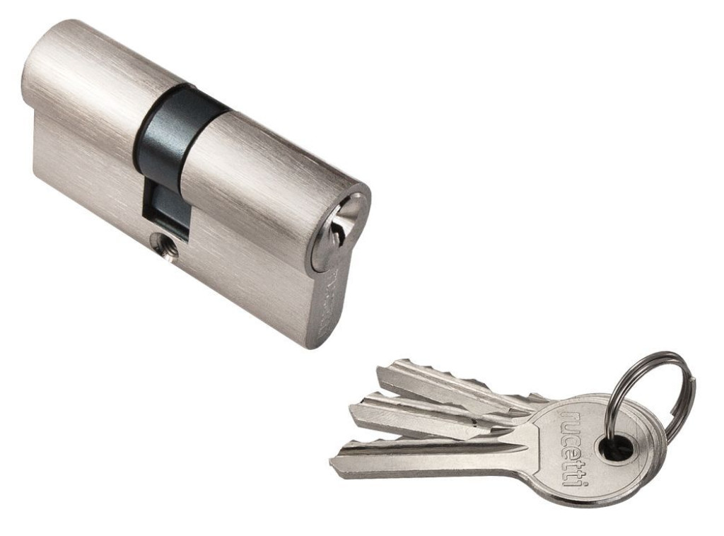 Дверь Ключевой цилиндр RUCETTI ключ/ключ (60 мм) R60C Цвет - Никель белый