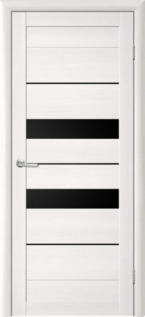 Дверь Межкомнатная дверь Модель Т4 Белая Лиственница (Стекло черное)