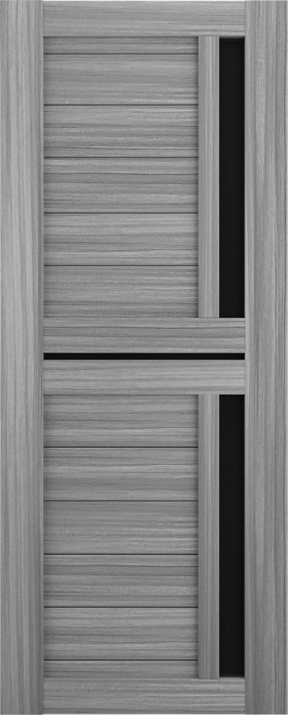Дверь Техно-9 дуб пепельный ( черное стекло)