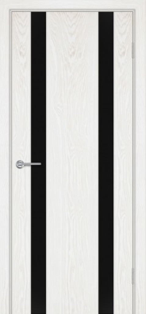 Дверь Межкомнатная дверь Гамма Г3-2 ясень белый стекло ТРИПЛЕКС черное