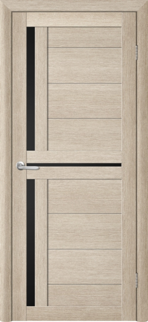 Дверь Межкомнатная дверь Модель Т5 Акация Кремовая (Стекло черное)