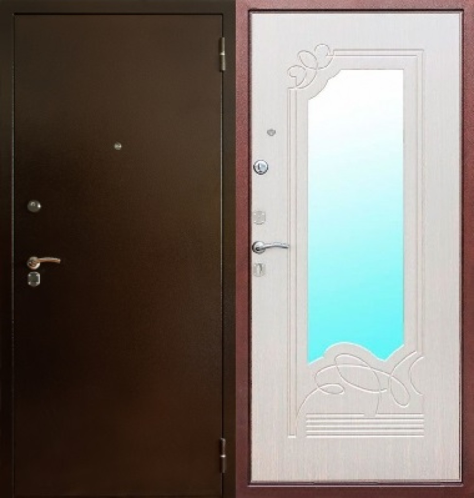 Дверь Входная дверь Ампир Зеркало белый ясень