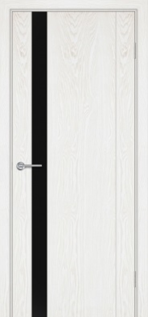 Дверь Межкомнатная дверь Гамма Г2-2 ясень белый  стекло ТРИПЛЕКС черное