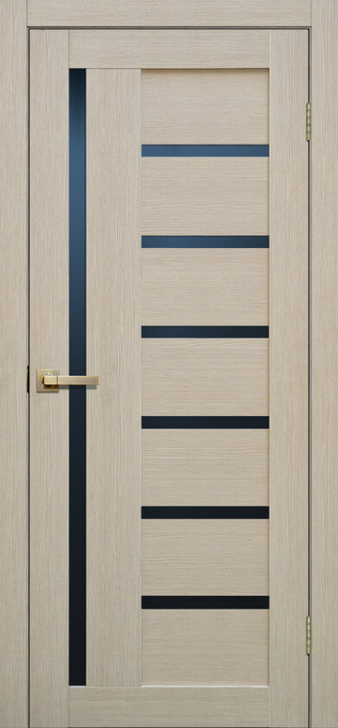 Дверь межкомнатная  Lite Doors 3D L-17 Ясень Черное стекло
