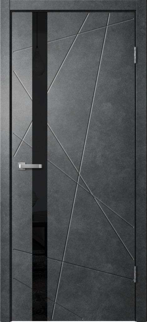 Дверь Межкомнатная дверь LINE 02 бетон темный черное стекло 