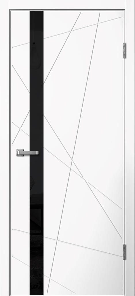 Дверь межкомнатная  LINE 02 белый черное стекло