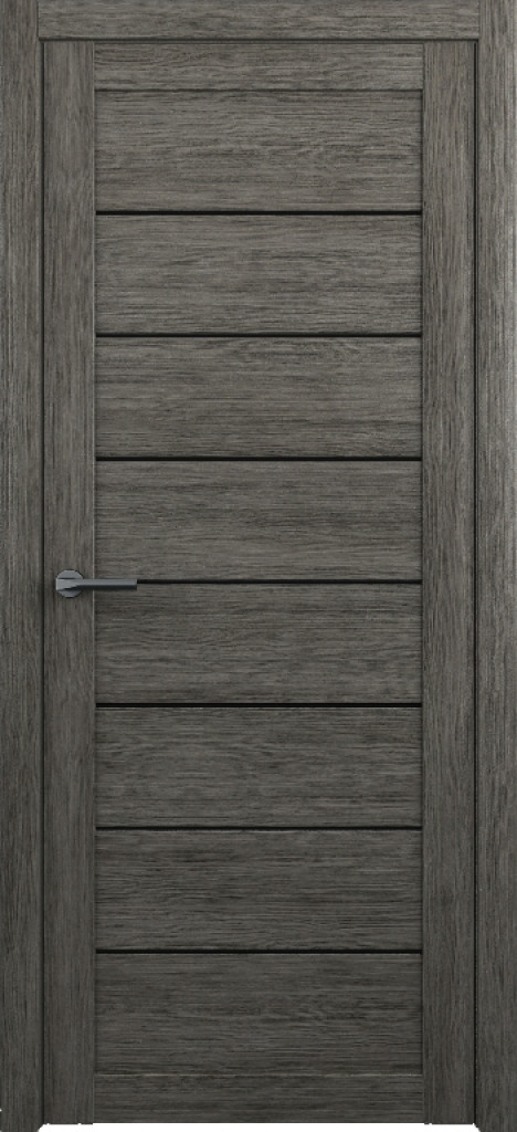 Дверь Межкомнатная дверь Сеул Кедр серый (черное стекло) ЭкоШпон
