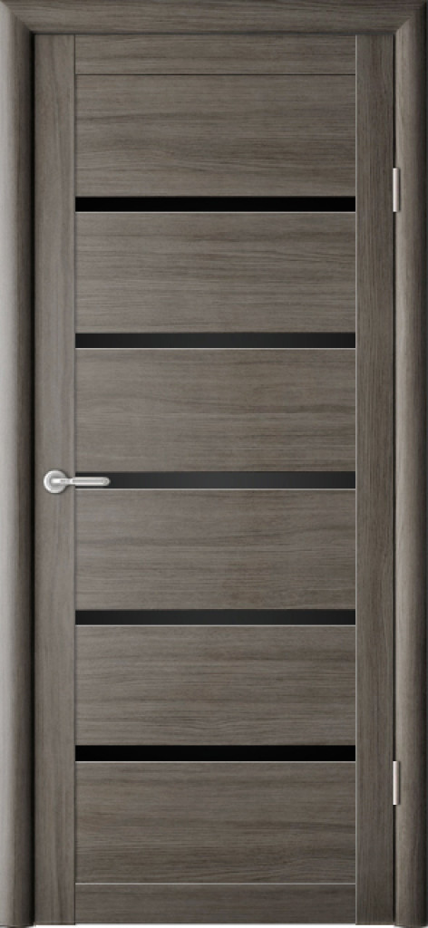 Дверь межкомнатная  Вена Кедр серый (черное стекло) ЭкоШпон