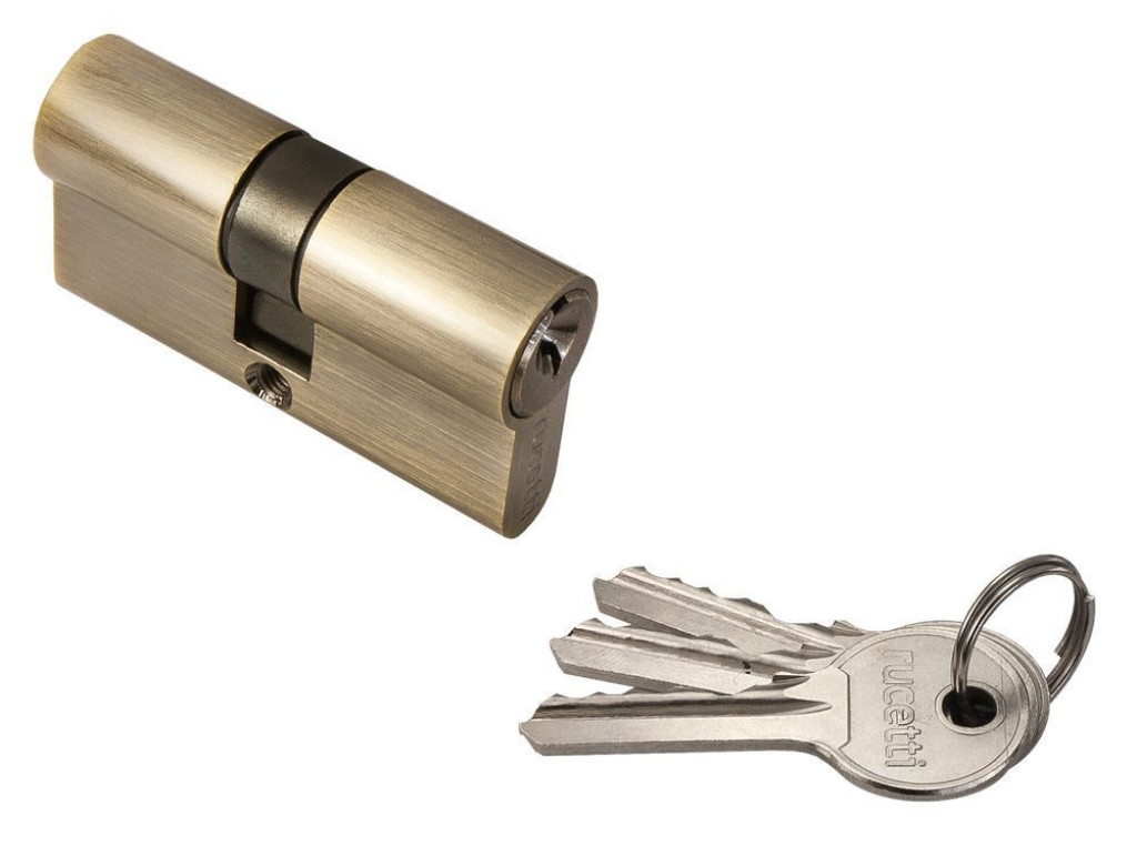 Дверь Ключевой цилиндр RUCETTI ключ/ключ (60 мм) R60C Цвет - Бронза античная