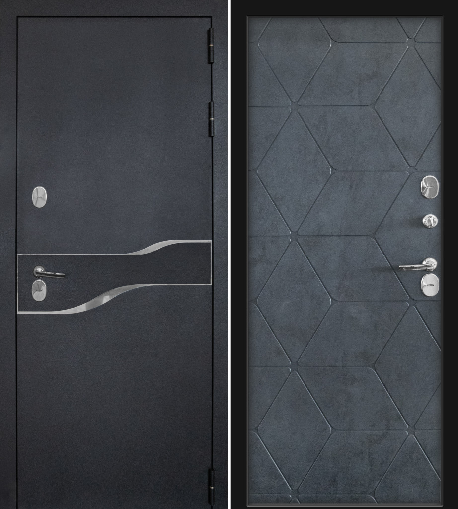 Дверь Амакс-1 Цинк+ черный шелк/ Бетон графит