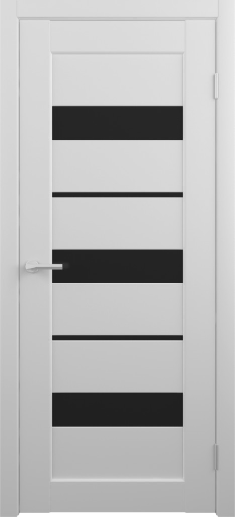 Дверь  Дверь межкомнатная Прага Vinyl Белый (черное стекло)