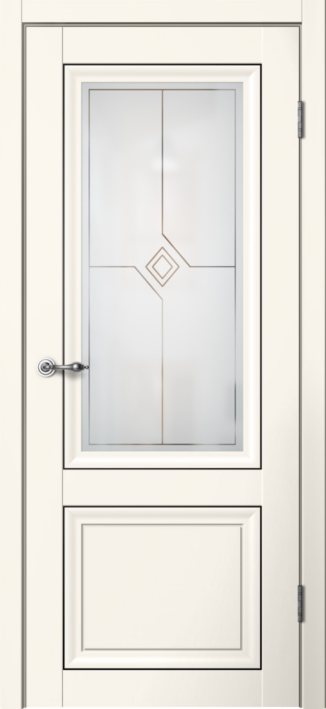 Дверь  Mone М 01 ПО Эмалит ваниль ( художественное матовое стекло Ромб)