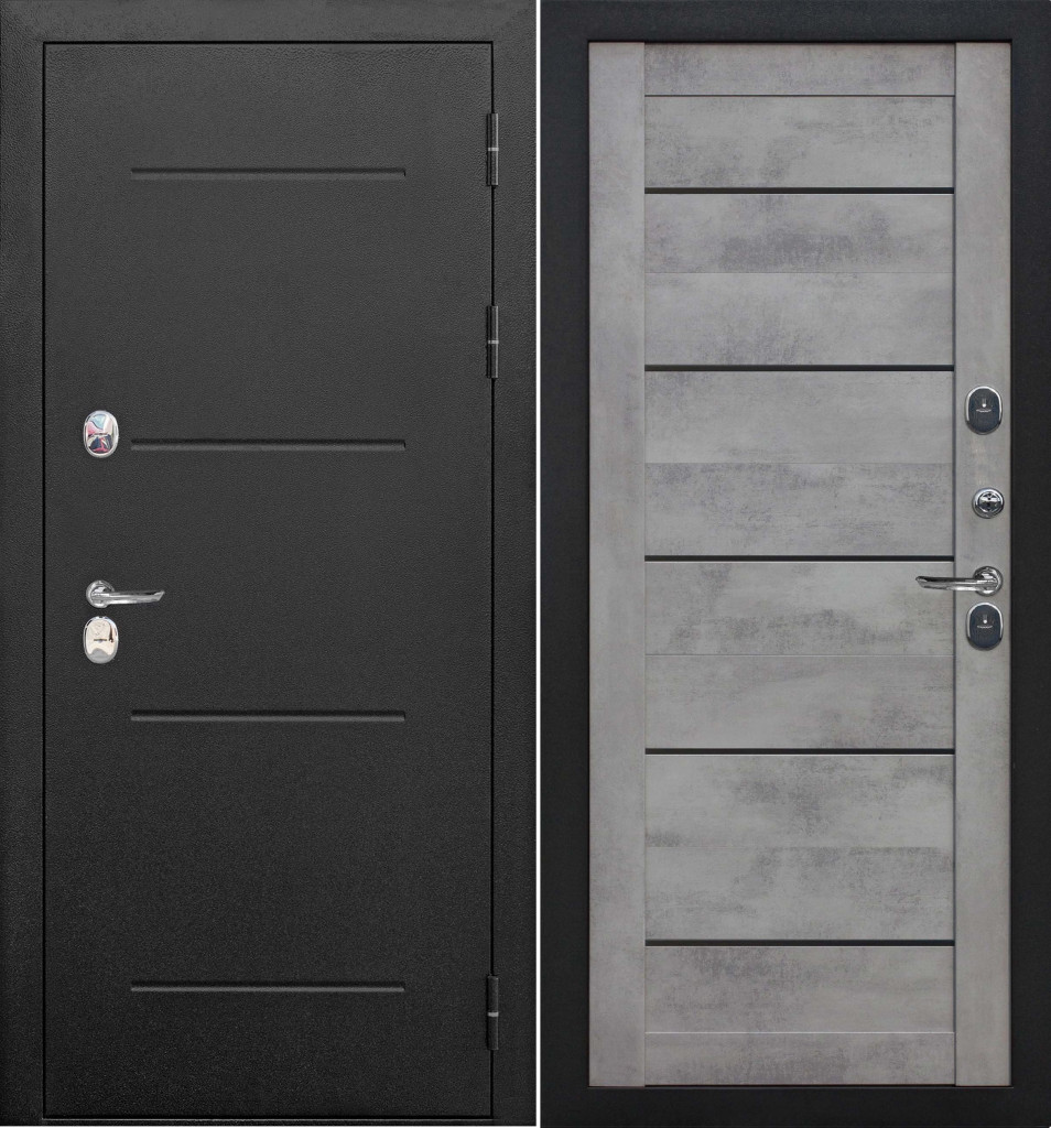 Дверь Входная дверь 11 см Isoterma  царга Букле черный/бетон серый