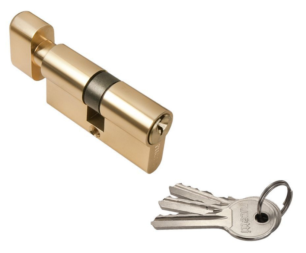 Дверь Ключевой цилиндр RUCETTI с поворотной ручкой (60 мм) R60CK Цвет - Золото