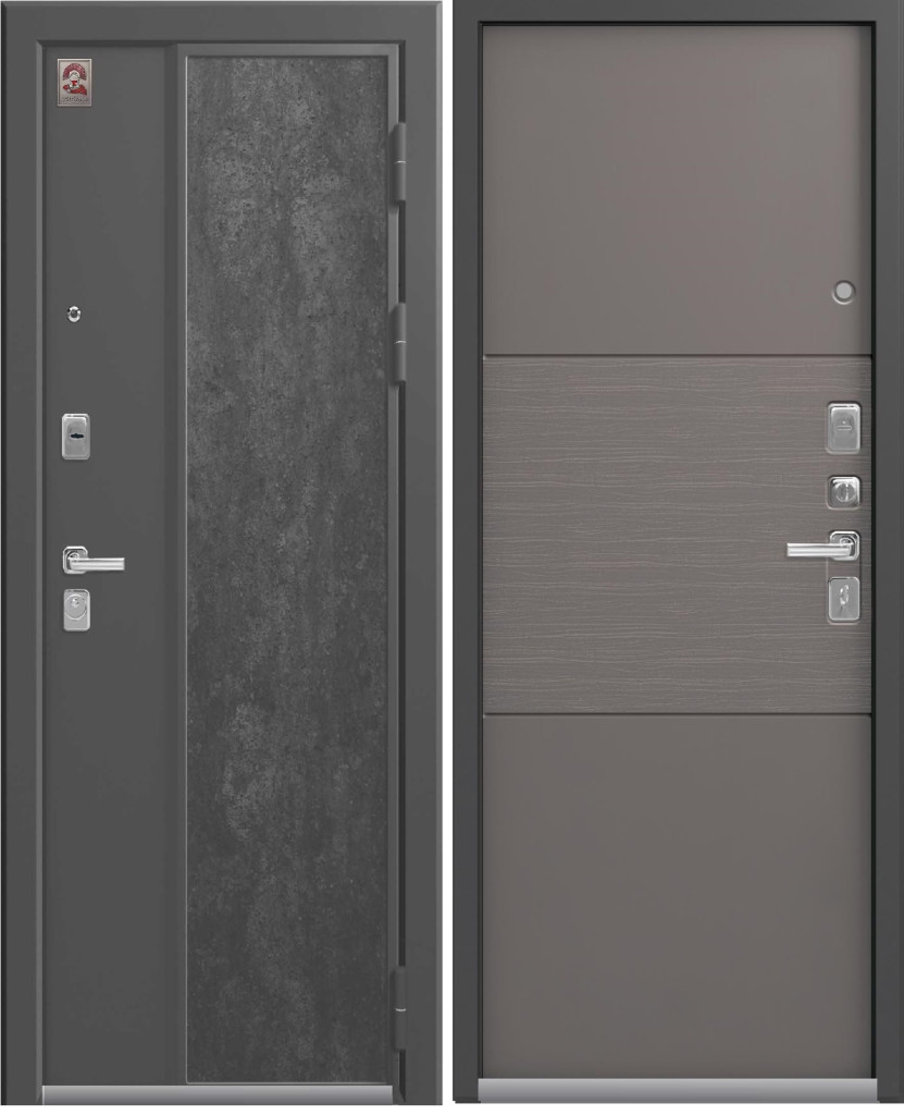 Дверь LUX 7 софт грей/  серый муар + серый камень