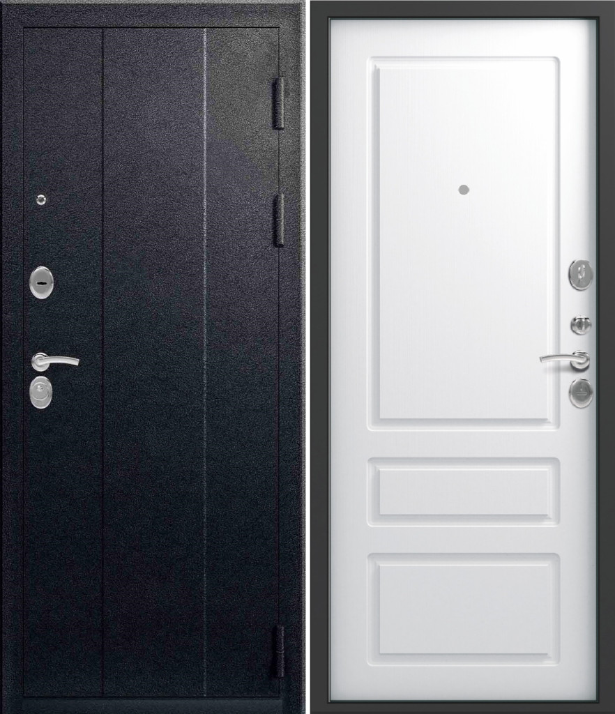 Дверь Эталон X-2 Черный муар/Белый софт